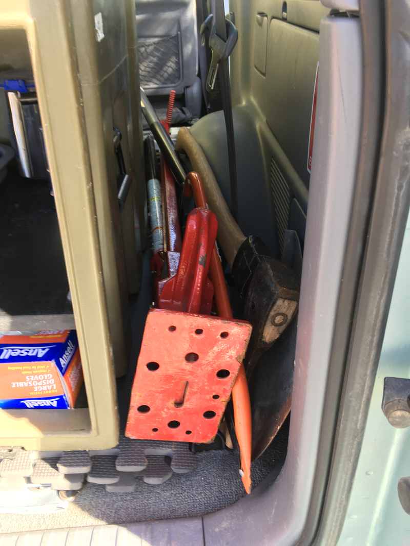 I was keen for the High Lift to not be across the back any more, so it lives here with the other ‘land tools’.